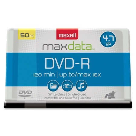 Maxell DVD-R, 4.7GB, BRANDED, 50 SPND, PK4 MAX638011